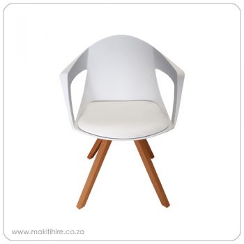 White occasional chair with cushioned seat