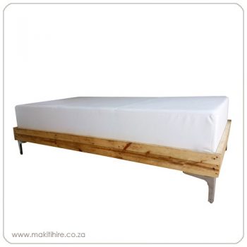 Pallet Wood Daybed with white cushion