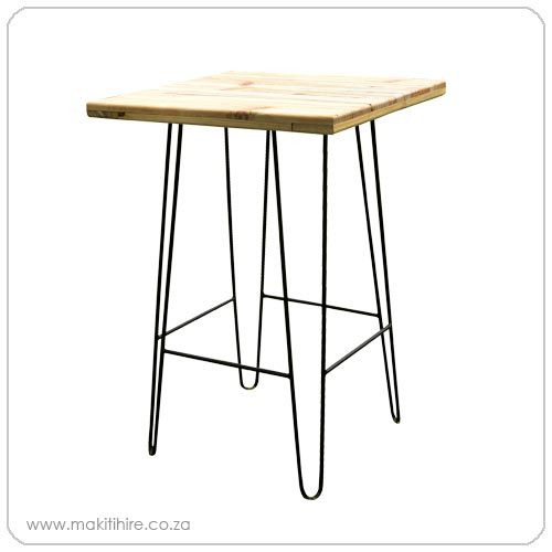Cocktail table with metal legs and wooden top