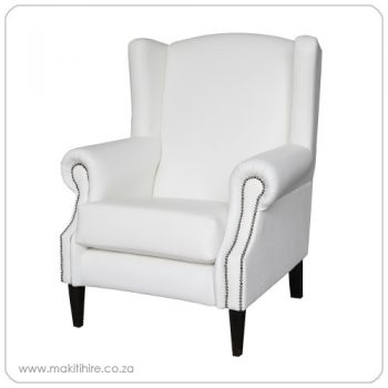White Wingback Armcahir FOR HIRE