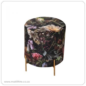 Round ottoman with flower print