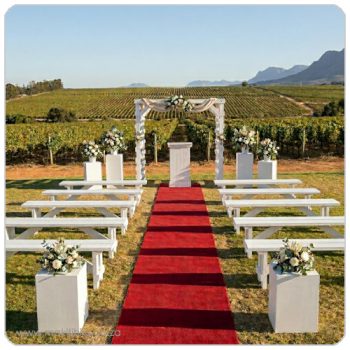 White Wedding Arch, Podium, Benches - Ceremony combo For Hire in Cape Town