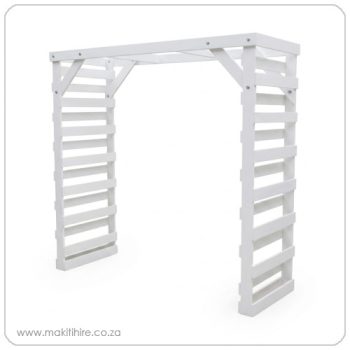 White Wooden Wedding Arch For Hire in Cape Town and Winelands